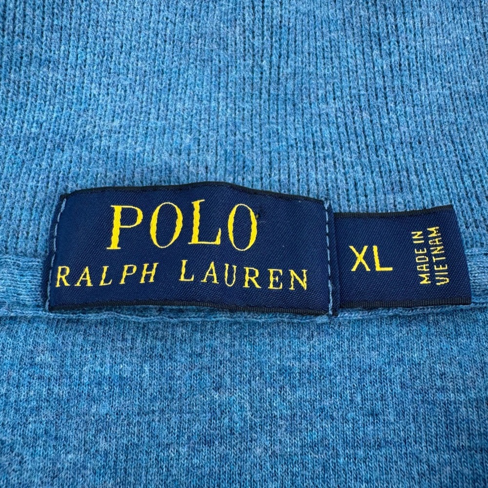 Polo Ralph Lauren Quarter Zip Pullover Mens XL Blue Cotton Pony Logo Sweater - Picture 5 of 10